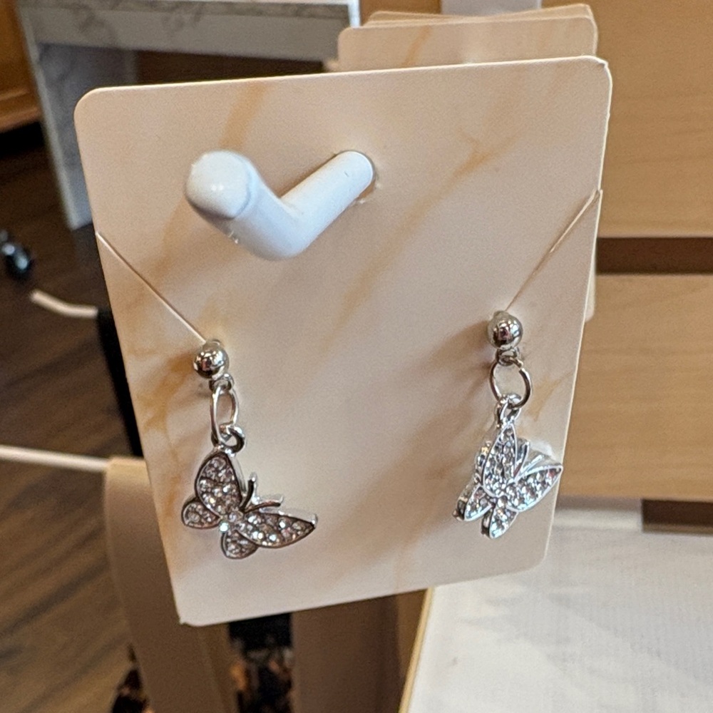 Silver Butterfly Dangle Earrings